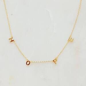 NEW ELLISON+YOUNG women's hope dainty minimalist word necklace in gold